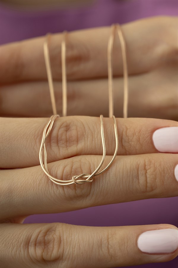 Gümüş Zincir Düğüm Kolye 