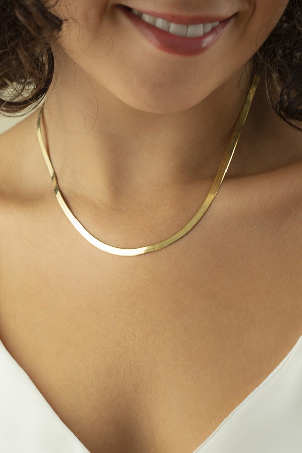 Gümüş İtalyan Yassı Zincir Kolye