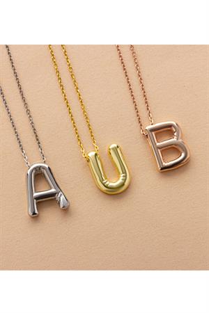 Kadın 925 Ayar Gümüş Balon Harf Kolye