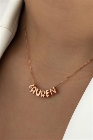 Kadın 925 Ayar Gümüş Balon İsim Kolye