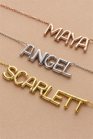 Kadın 925 Ayar Gümüş Balon İsim Kolye