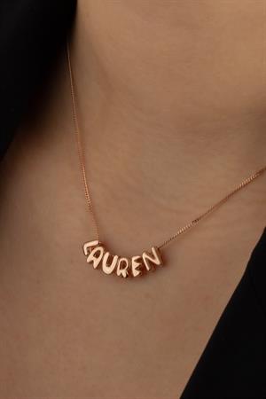 Kadın 925 Ayar Gümüş Balon İsim Kolye