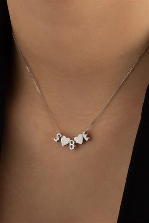 Kadın 925 Ayar Gümüş Balon Kalpli Harf Kolye