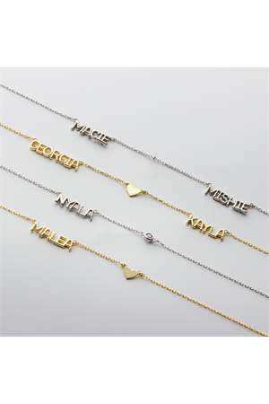 Kadın 925 Ayar Gümüş İkili Balon İsim Kolye