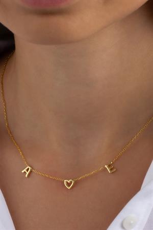 Kadın 925 Ayar Gümüş Kalpli Balon Harf Kolye