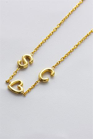 Kadın 925 Ayar Gümüş Kalpli Balon Harf Bileklik