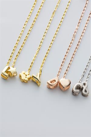 Kadın 925 Ayar Gümüş Kalpli Balon Harf Kolye