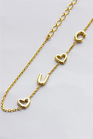 Kadın 925 Ayar Gümüş Kalpli Balon Harf Bileklik