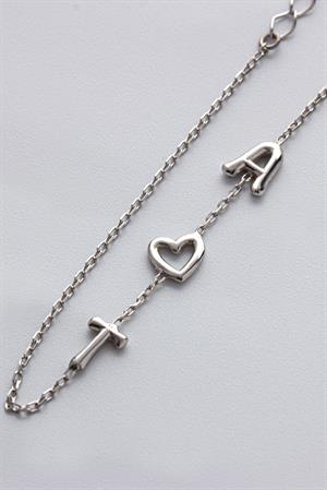 Kadın 925 Ayar Gümüş Kalpli Balon Harf Bileklik