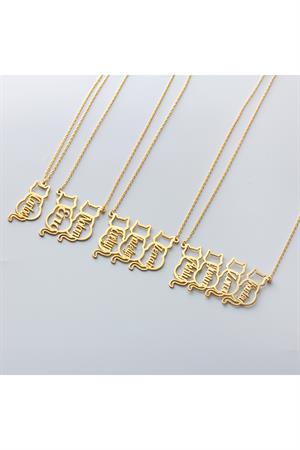 Kadın 925 Ayar Gümüş Kedi İsim Kolye