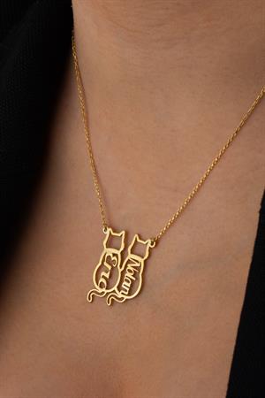 Kadın 925 Ayar Gümüş Kedi İsim Kolye