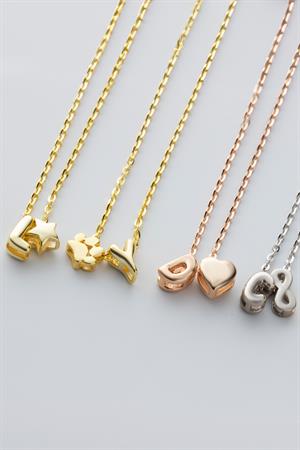 Kadın 925 Ayar Gümüş Pati Balon Harf Kolye