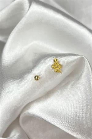Kadın 925 Ayar Gümüş Yılan Piercing