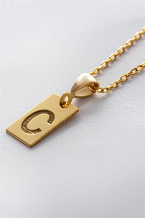 Kadın 925 Ayar Gümüş Plaka Harf Kolye