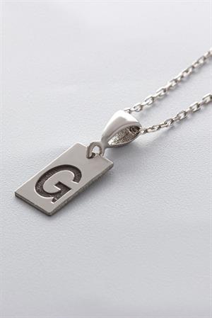 Kadın 925 Ayar Gümüş Plaka Harf Kolye