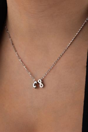 Kadın 925 Ayar Gümüş Sonsuzluk Balon Harf Kolye