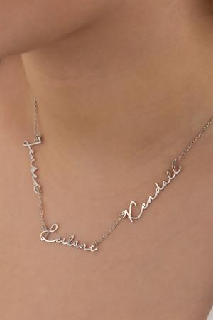 Kadın 925 Ayar Gümüş Üç İsim Kolye