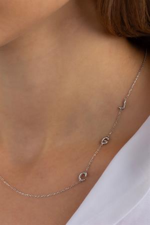 Kadın 925 Ayar Gümüş Yandan Harfli Balon Kolye