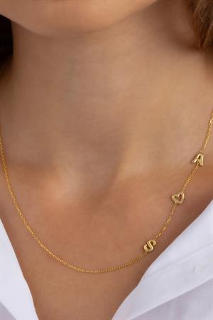 Kadın 925 Ayar Gümüş Yandan Harfli Kalpli Balon Kolye