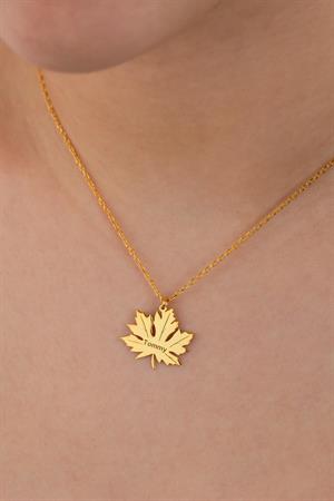 Kadın 925 Ayar Gümüş Yaprak İsim Kolye