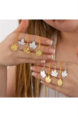 Kadın 925 Ayar Gümüş Yaprak İsim Kolye