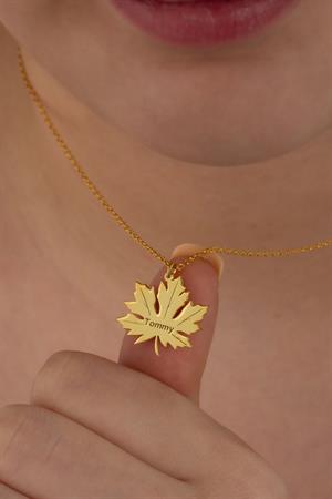 Kadın 925 Ayar Gümüş Yaprak İsim Kolye