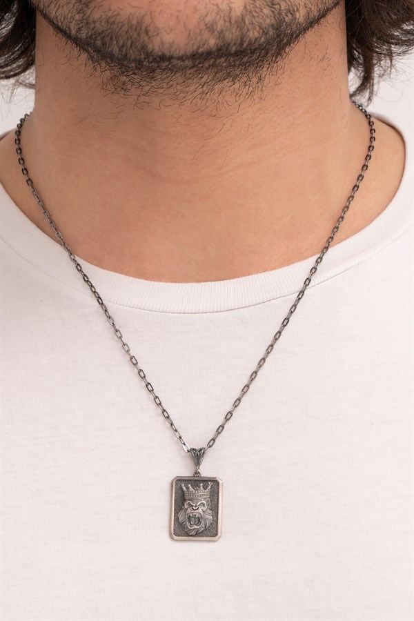 Gümüş King Kong Figürlü Erkek Kolye