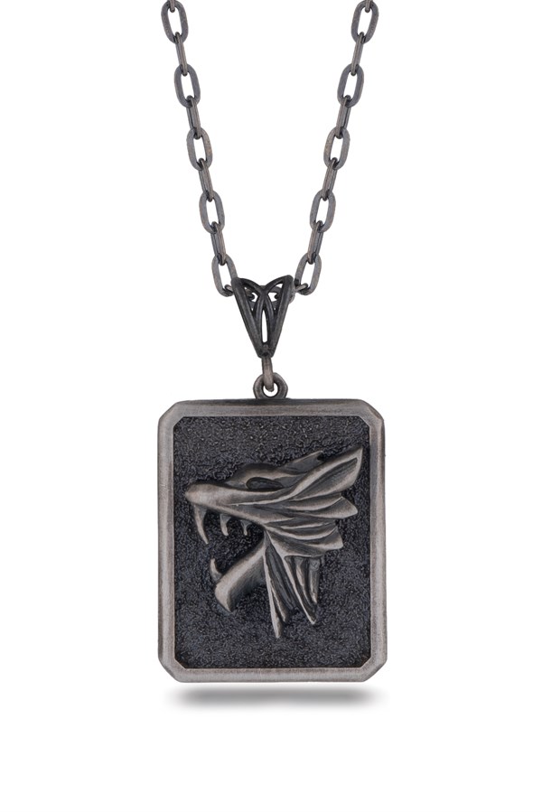 Gümüş Kurt Figürlü Erkek Kolye