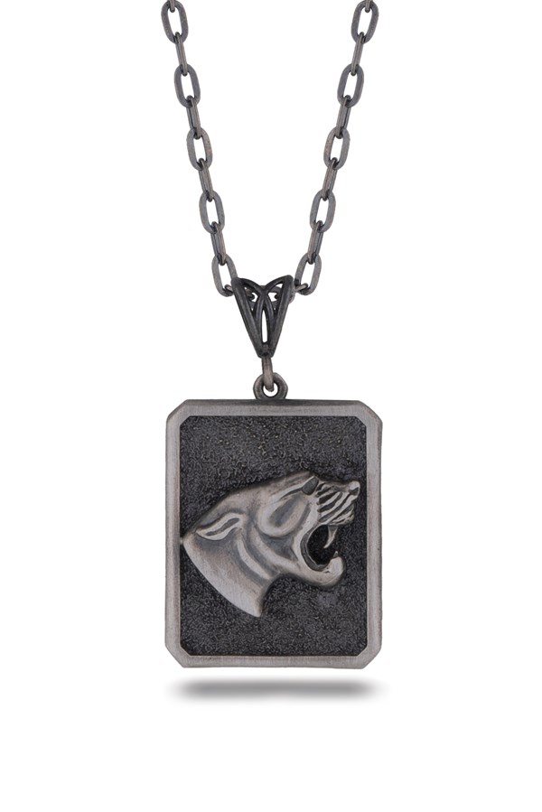 Gümüş Panter Figürlü Erkek Kolye