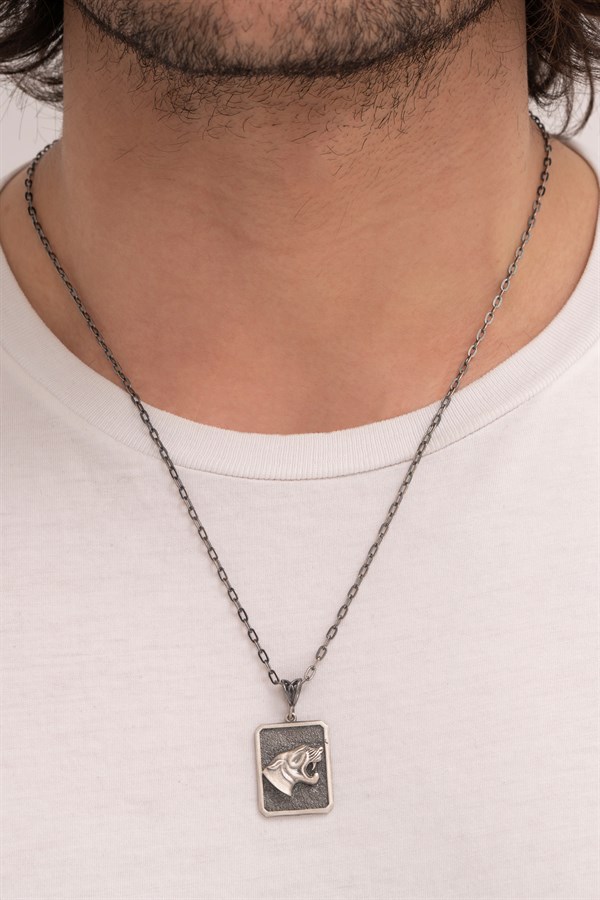 Gümüş Panter Figürlü Erkek Kolye