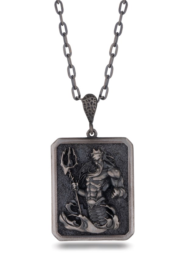 Gümüş Poseidon Figürlü Erkek Kolye