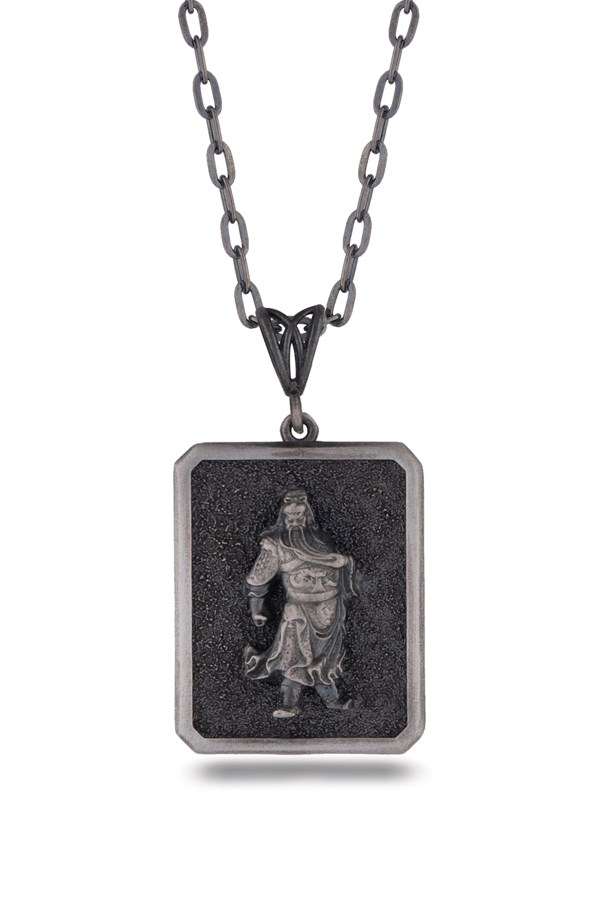 Gümüş Samuray Figürlü Erkek Kolye