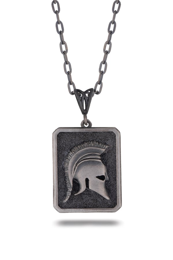 Gümüş Spartan Kaskı Figürlü Erkek Kolye