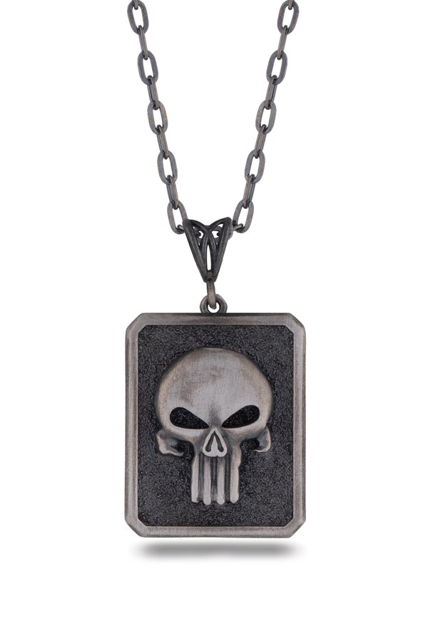 Gümüş The Punisher Erkek Kolye
