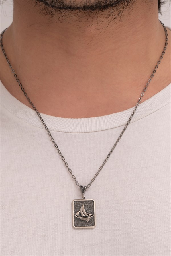 Gümüş Viking Yelkenli Kolye
