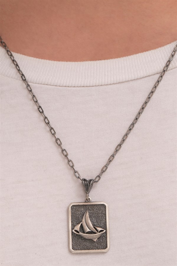 Gümüş Viking Yelkenli Kolye