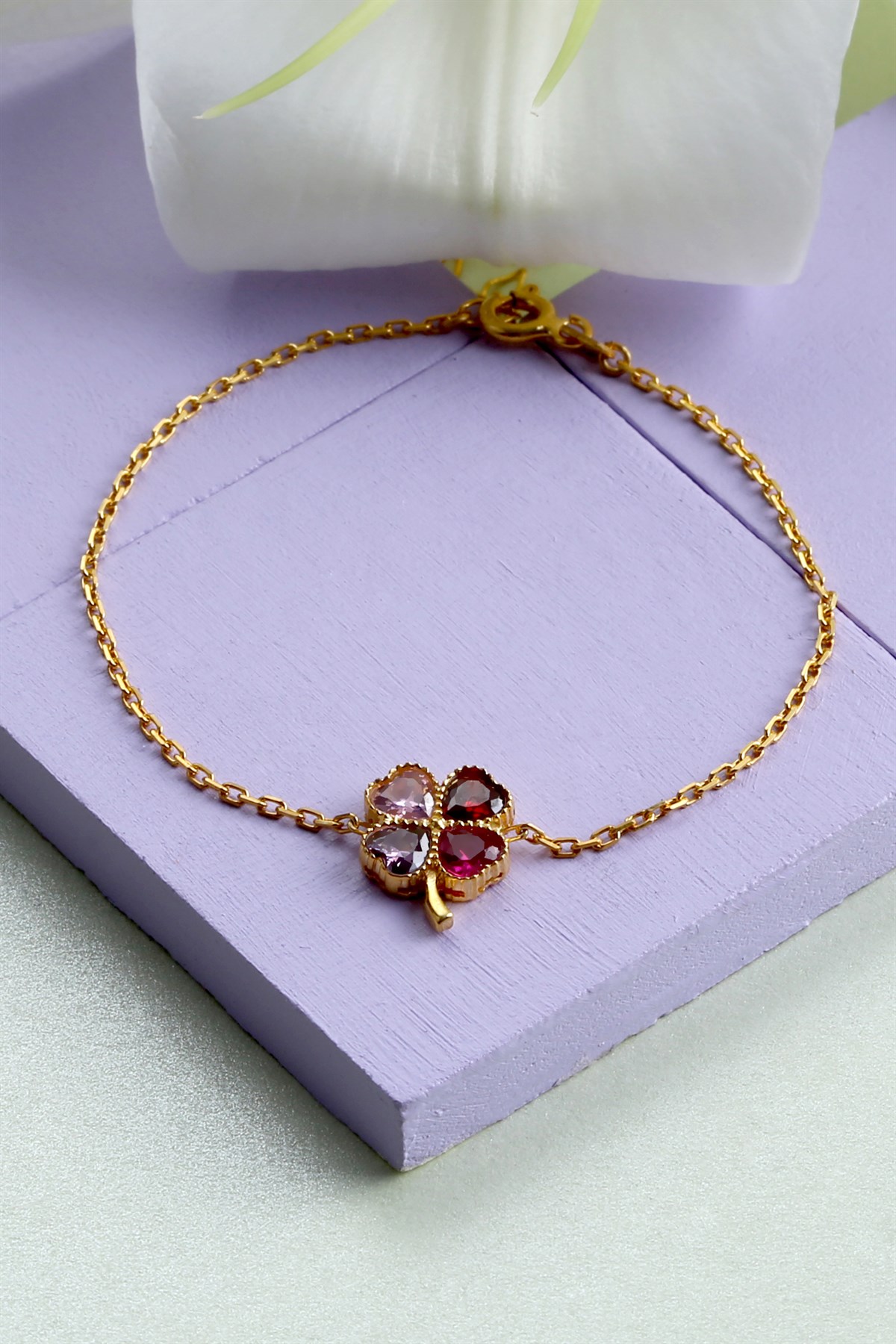 925 Ayar Kalpli Yonca Gümüş Bileklik