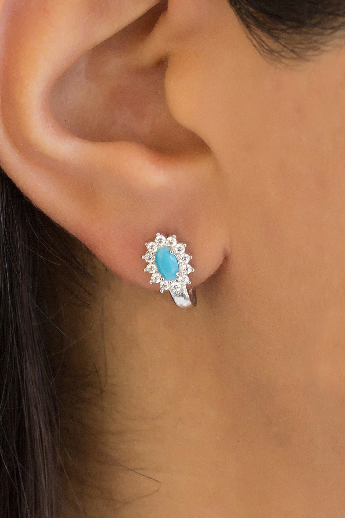 Gümüş Firuze Taşlı Küpe Lieza Jewelry  kpg210052