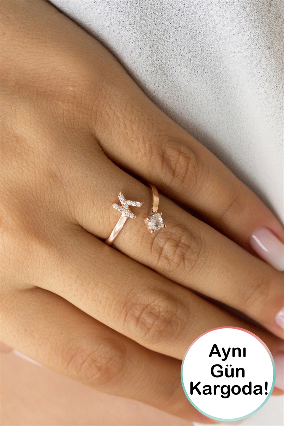 Gümüş K Harfi Yüzük