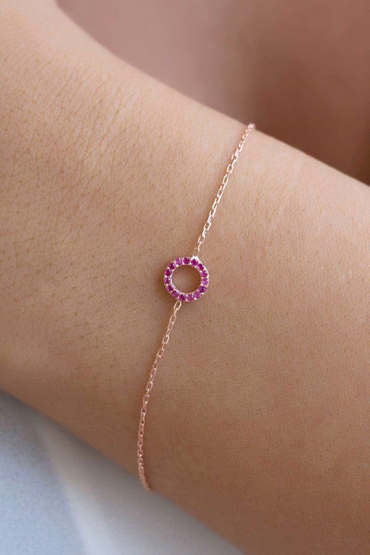 Gümüş Pembe Taşlı Bileklik Lieza Jewelry  blkg210021