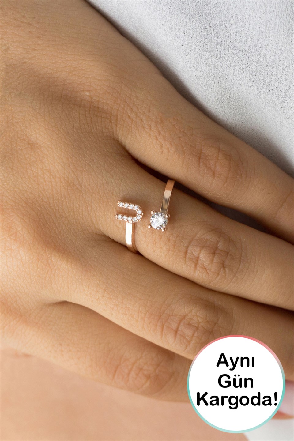 Gümüş U Harfi Yüzük