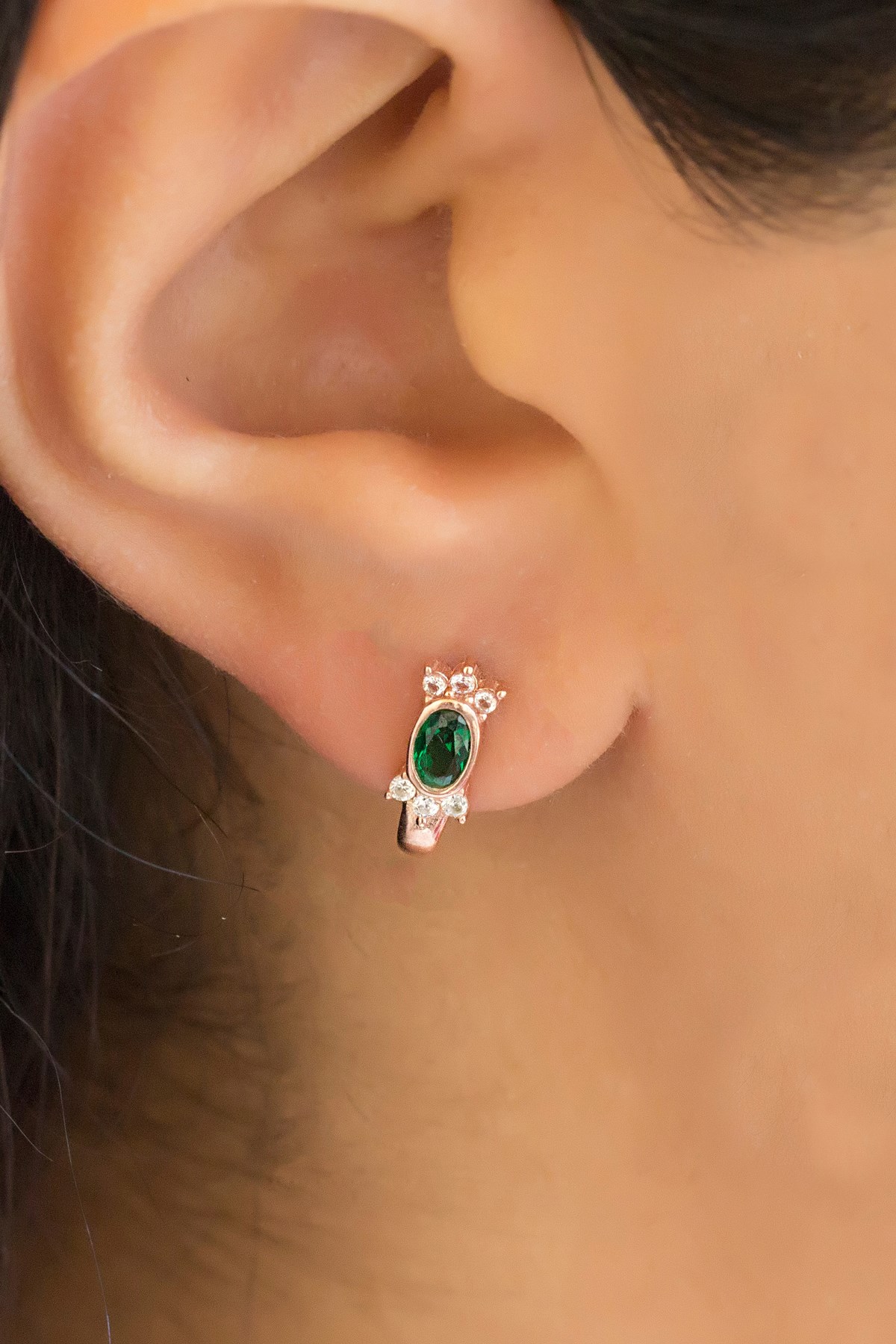 Gümüş Yeşil Taşlı Küpe Lieza Jewelry  kpg210049
