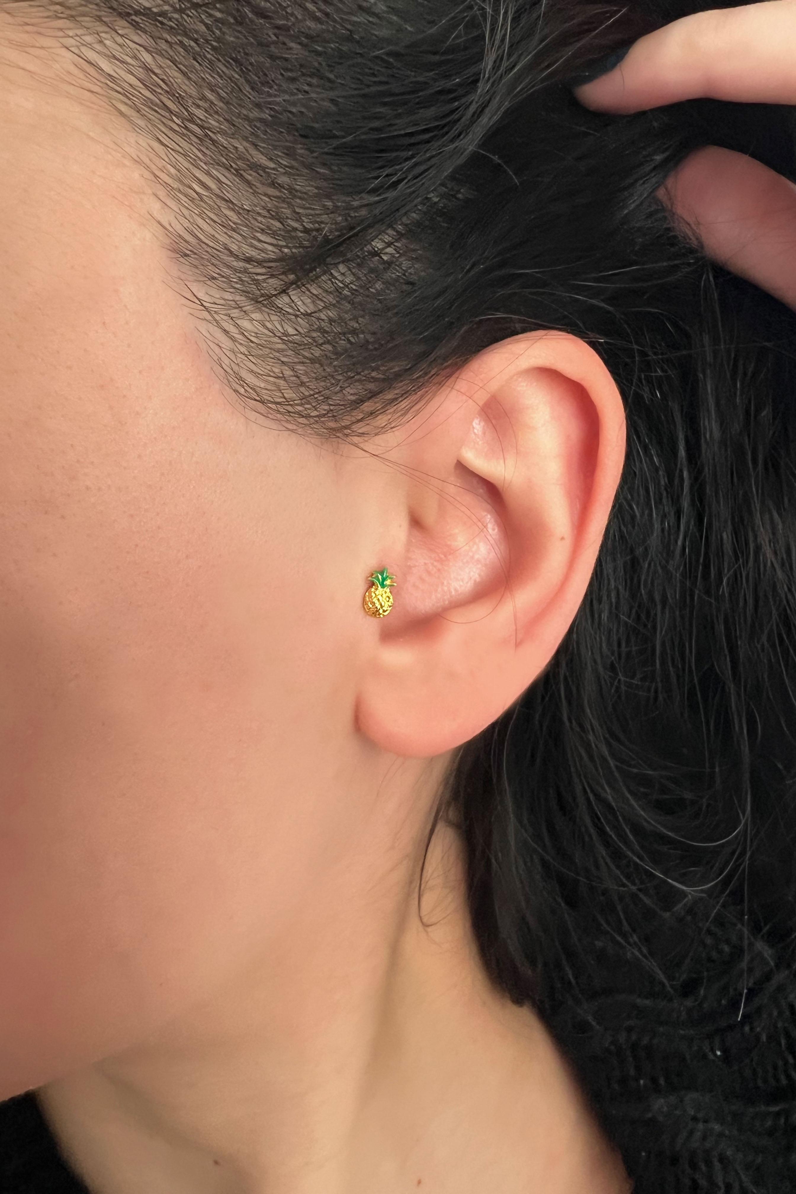 Kadın 925 Ayar Gümüş Ananas Piercing
