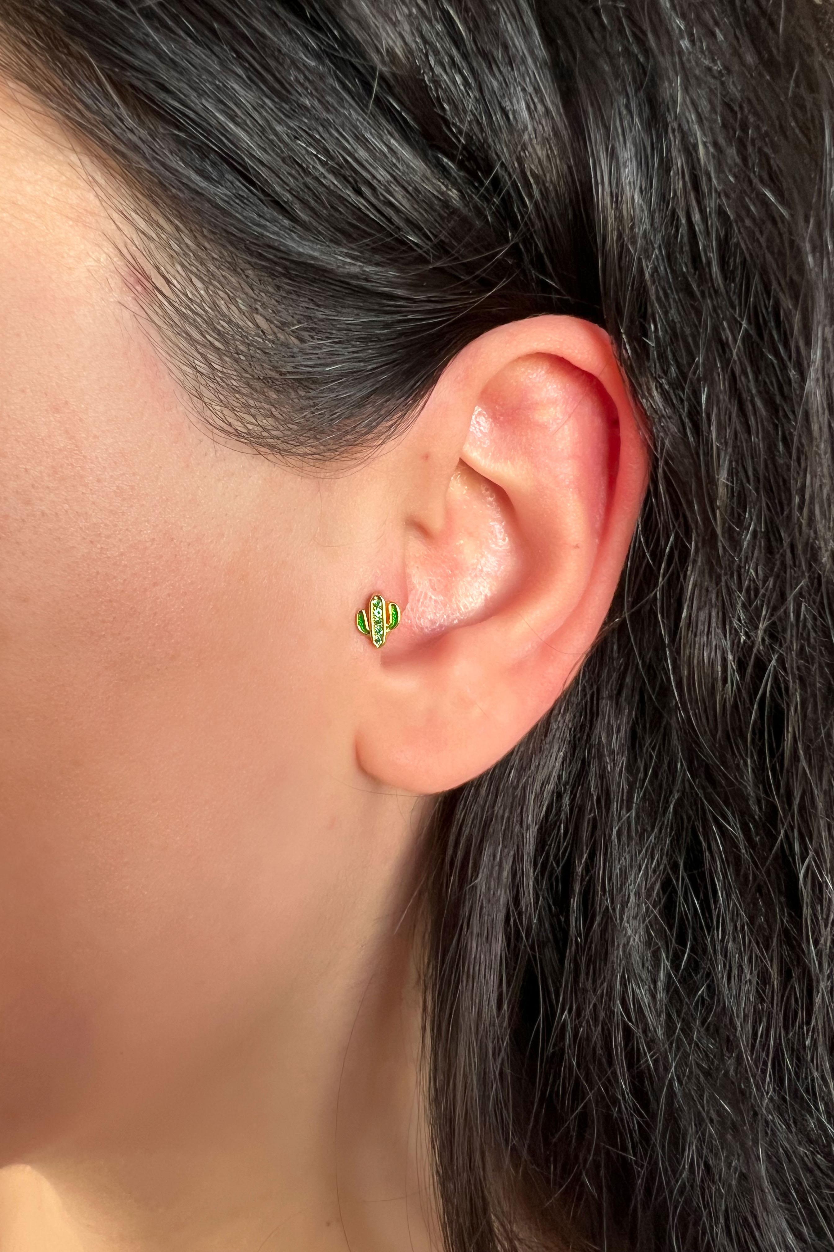 Kadın 925 Ayar Gümüş Kaktüs Piercing