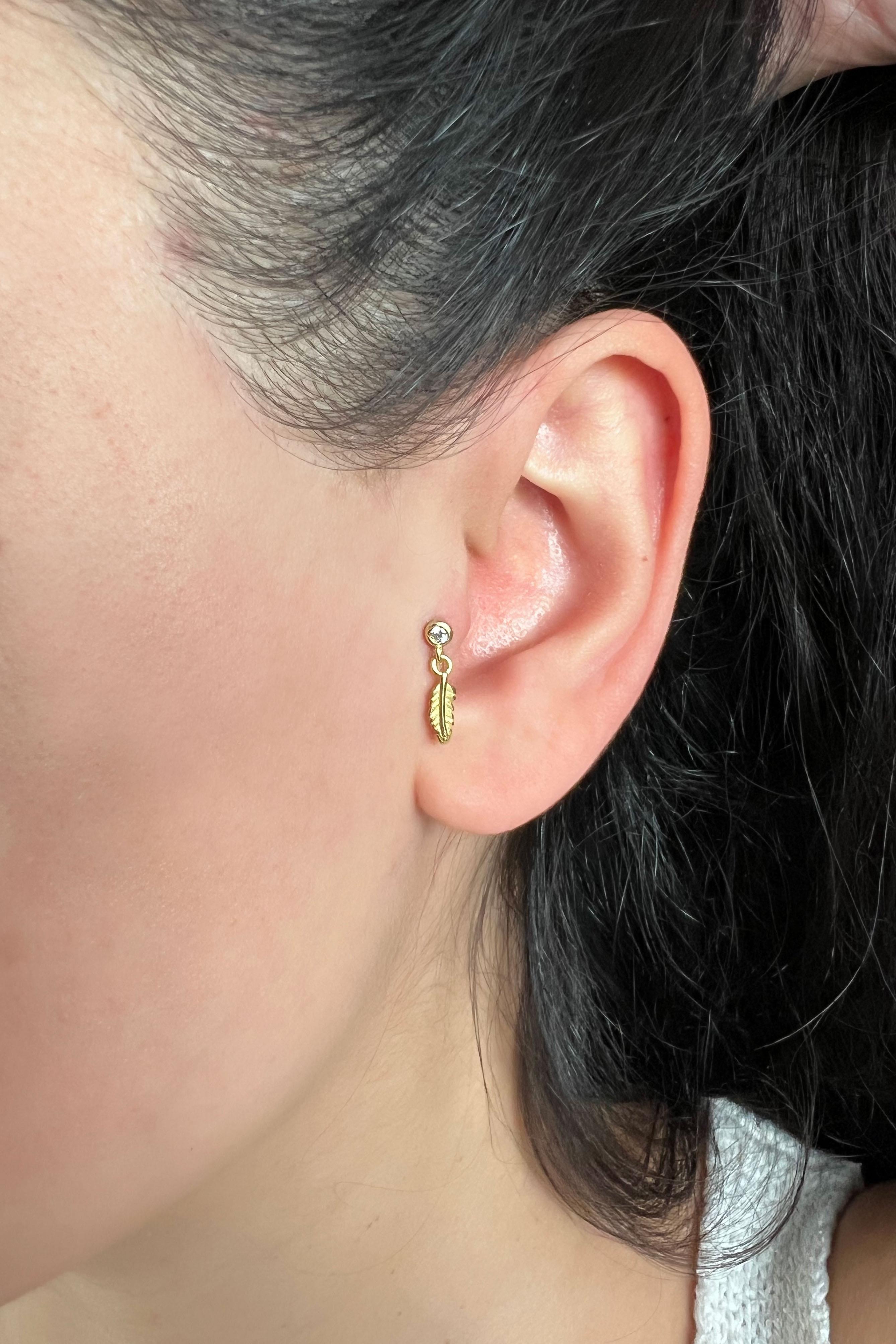 Kadın 925 Ayar Gümüş Yaprak Piercing