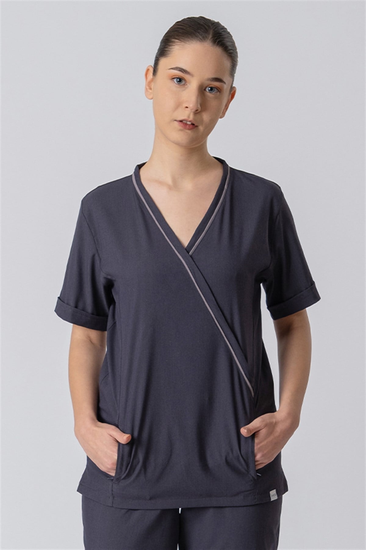 PIOSBERGAMA - Antrasit Kadın Scrubs Tek Üst