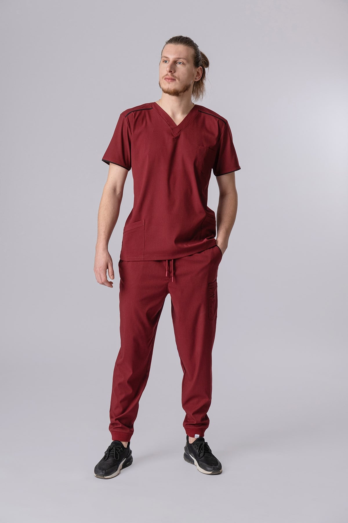 PIOSBERGAMA - Bordo Erkek Scrubs Takım