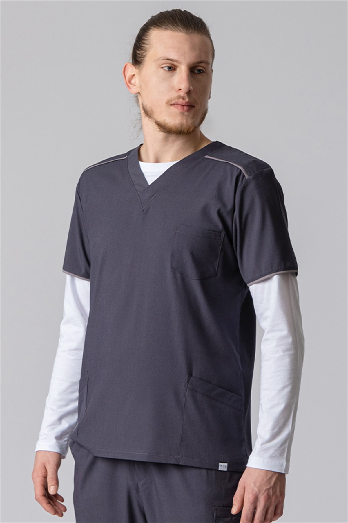 PIOSBERGAMA - Antrasit Erkek Scrubs Tek Üst