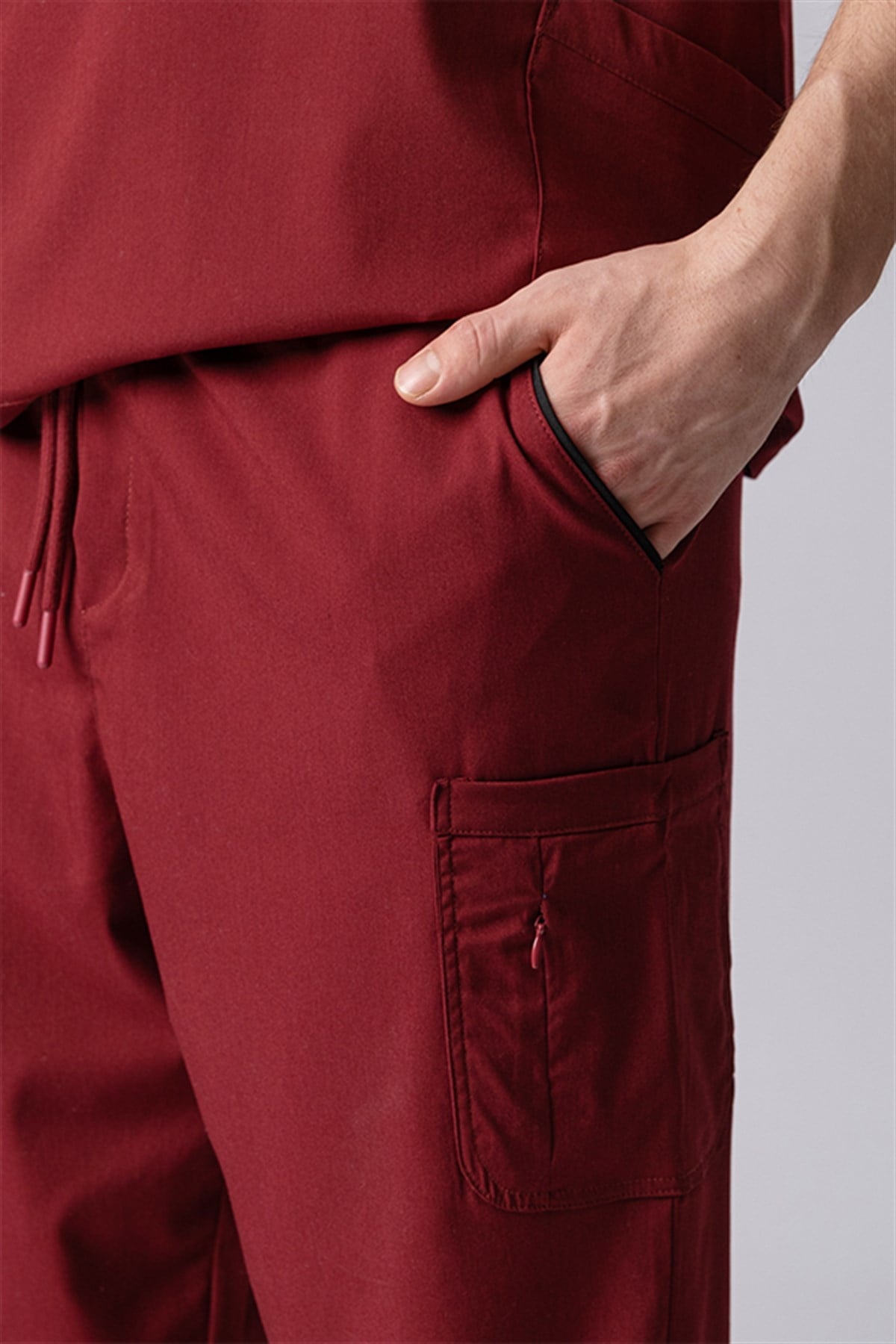 PIOSBERGAMA - Bordo Erkek Scrubs Tek Alt