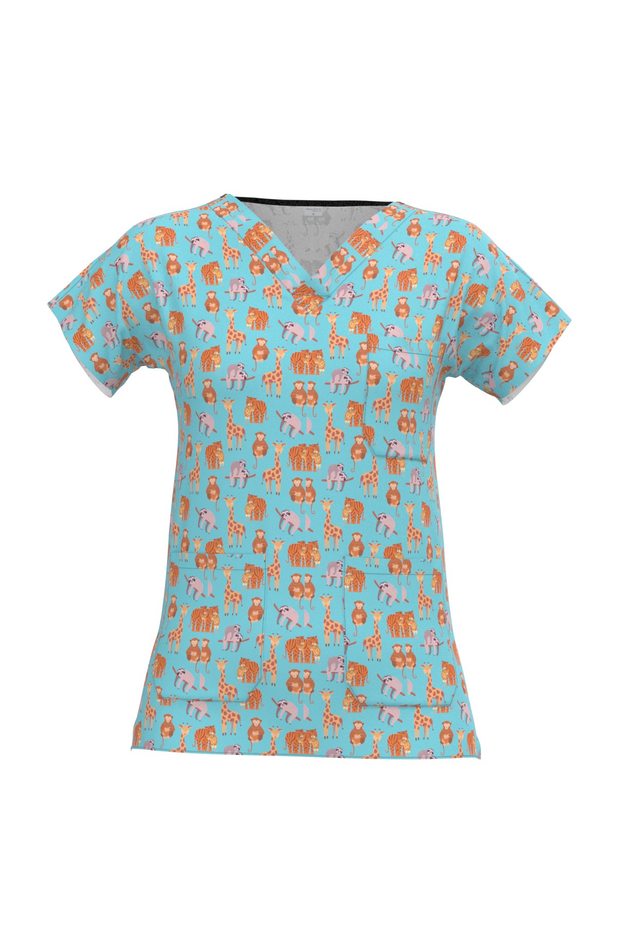 Happy Animals Desenli Kadın Scrubs